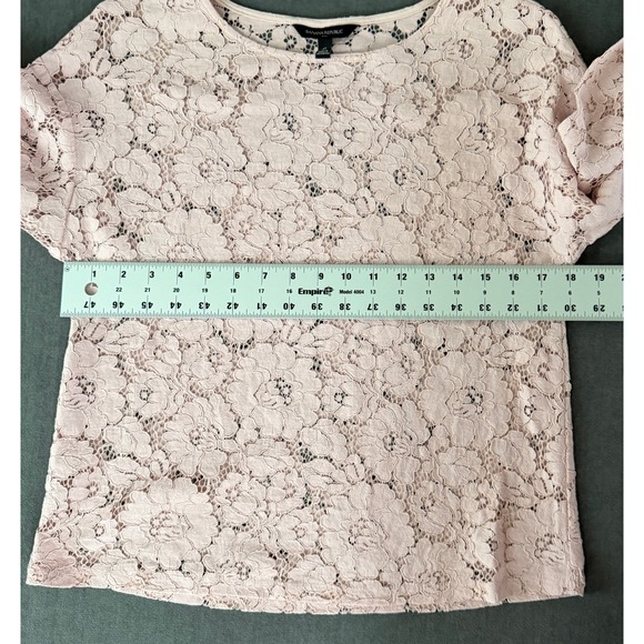 Banana Republic Sheer Lace Blouse Size M Blush Pink Romantic Victorian Feminine - Picture 6 of 8